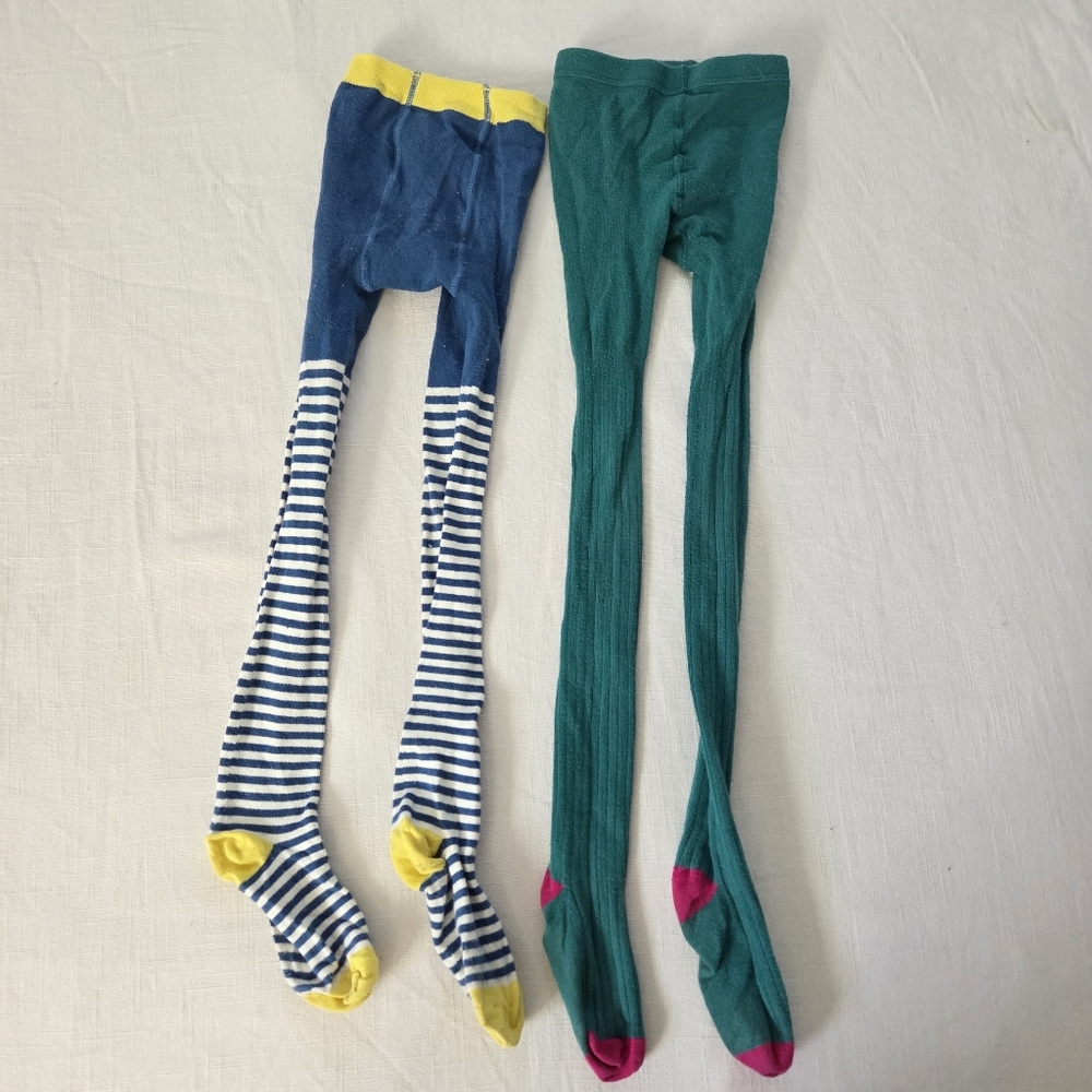 Mini Boden Blue and Green Kids Leggings Bundle Kids 6/7 Striped Color Block - Picture 1 of 6